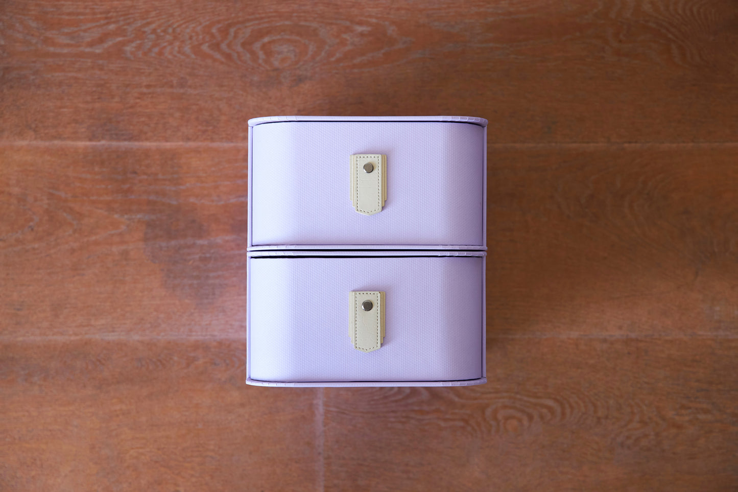 Lilac 20 Box Stand with white frame and cream handles by SAGITINE, perfect for limited-edition storage.