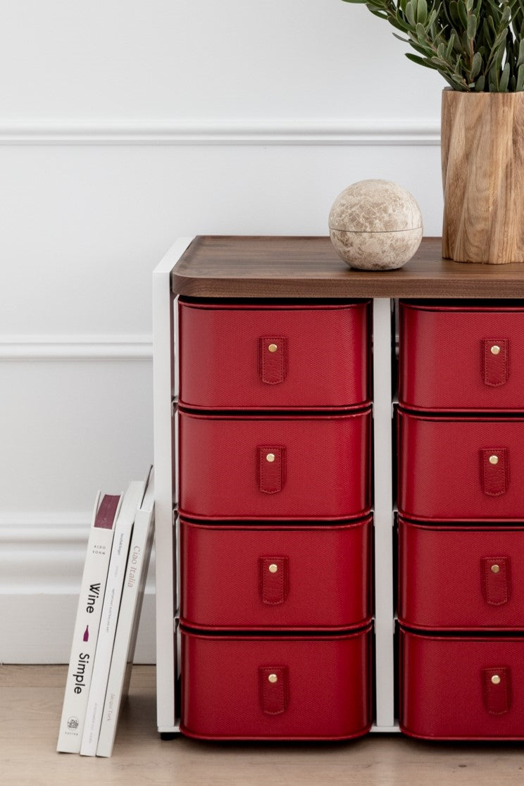 Florence 8 Box Stand - Cherry with White Stand
