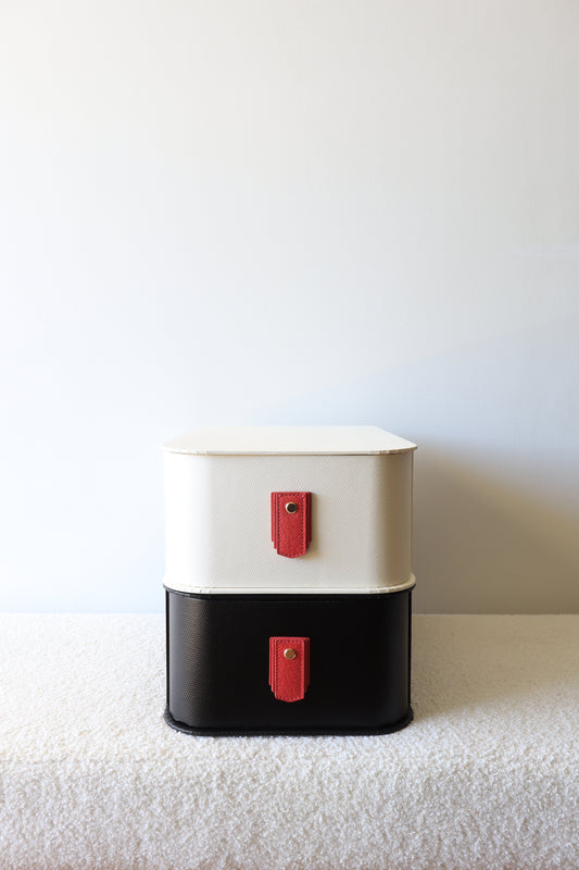 Raspberry leather pull handle by Sagitine, featuring a stylish and modern design.