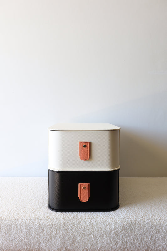 Apricot leather pull handle by Sagitine, featuring a smooth finish and modern design.