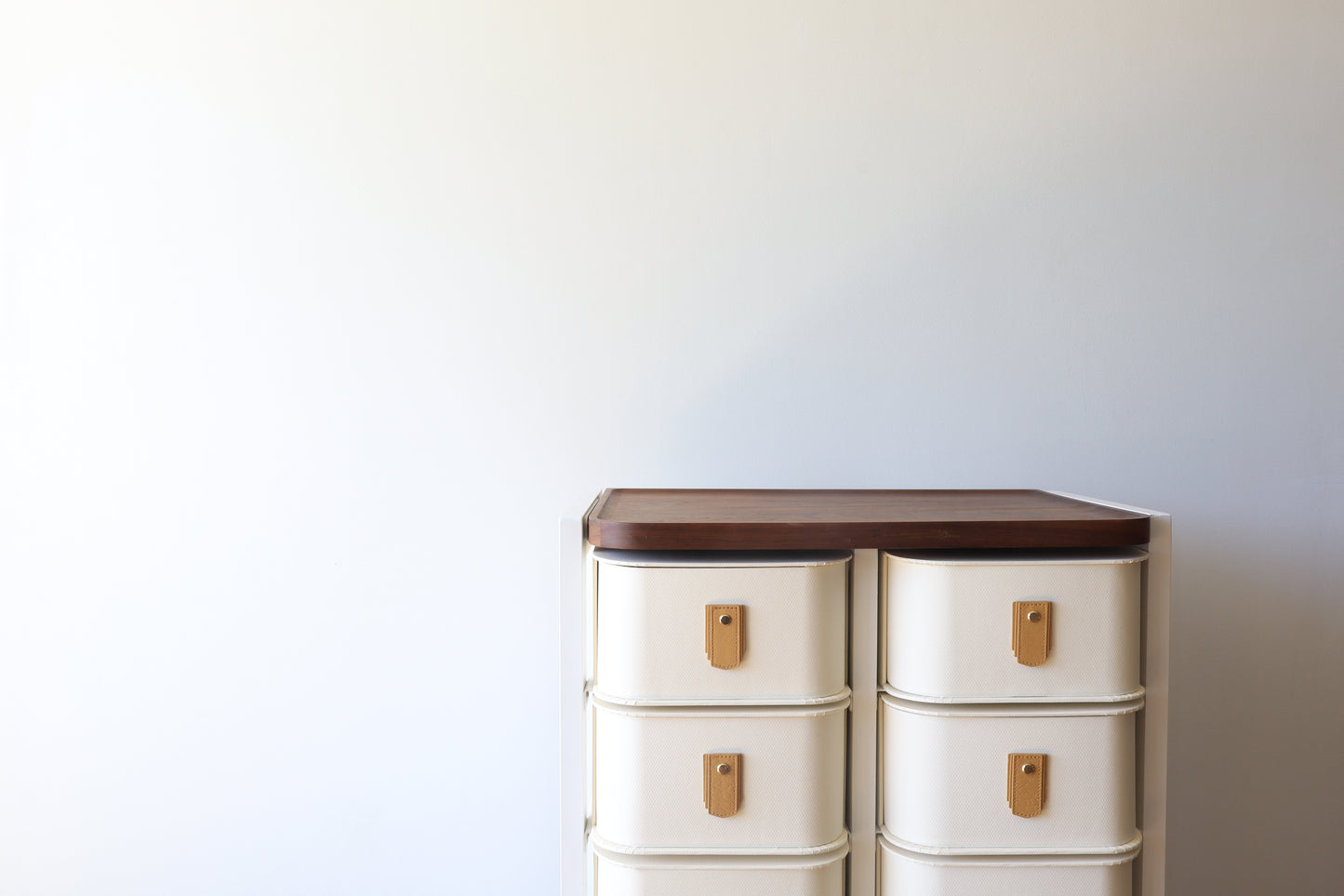 Biscuit leather pull handle by Sagitine, sleek design ideal for cabinets or drawers