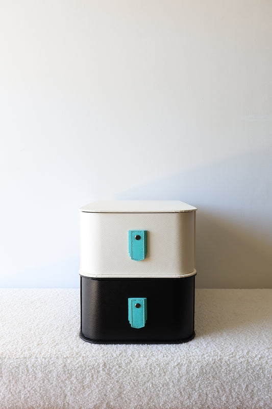 Seafoam leather pull handle by Sagitine, featuring a sleek and modern design